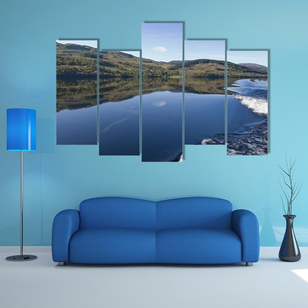View Of Loch Tay From Power Boat Canvas Wall Art-5 Pop-Gallery Wrap-47" x 32"-Tiaracle