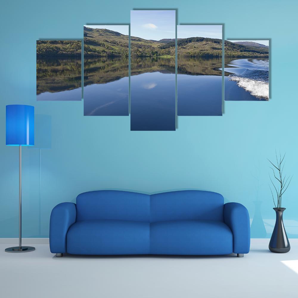 View Of Loch Tay From Power Boat Canvas Wall Art-5 Star-Gallery Wrap-62" x 32"-Tiaracle