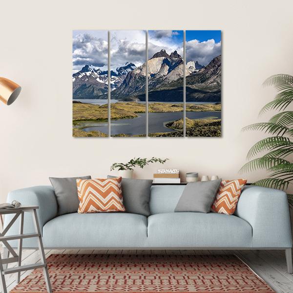 View Of Los Cuernos And Lago Nordenskjold Canvas Wall Art-4 Horizontal-Gallery Wrap-34" x 24"-Tiaracle