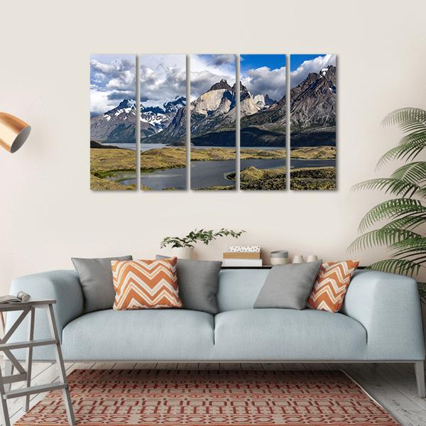 View Of Los Cuernos And Lago Nordenskjold Canvas Wall Art-5 Horizontal-Gallery Wrap-22" x 12"-Tiaracle