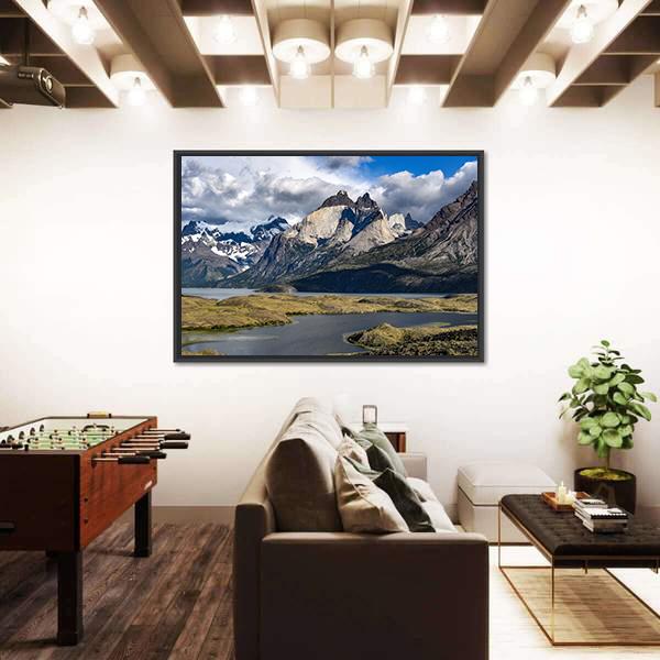 View Of Los Cuernos And Lago Nordenskjold Canvas Wall Art-5 Horizontal-Gallery Wrap-22" x 12"-Tiaracle