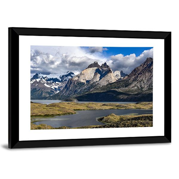 View Of Los Cuernos And Lago Nordenskjold Canvas Wall Art-3 Horizontal-Gallery Wrap-25" x 16"-Tiaracle