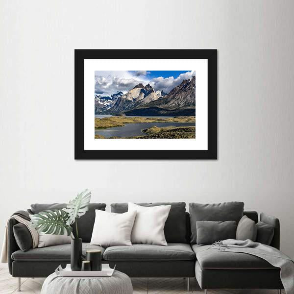 View Of Los Cuernos And Lago Nordenskjold Canvas Wall Art-3 Horizontal-Gallery Wrap-25" x 16"-Tiaracle