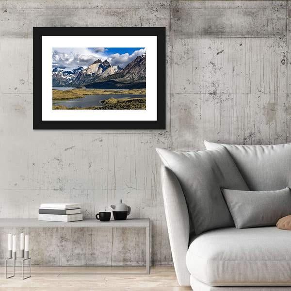 View Of Los Cuernos And Lago Nordenskjold Canvas Wall Art-3 Horizontal-Gallery Wrap-25" x 16"-Tiaracle