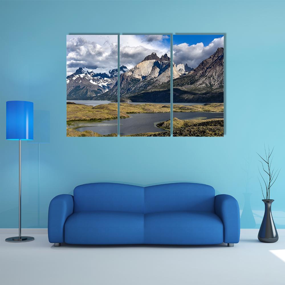 View Of Los Cuernos And Lago Nordenskjold Canvas Wall Art-3 Horizontal-Gallery Wrap-37" x 24"-Tiaracle