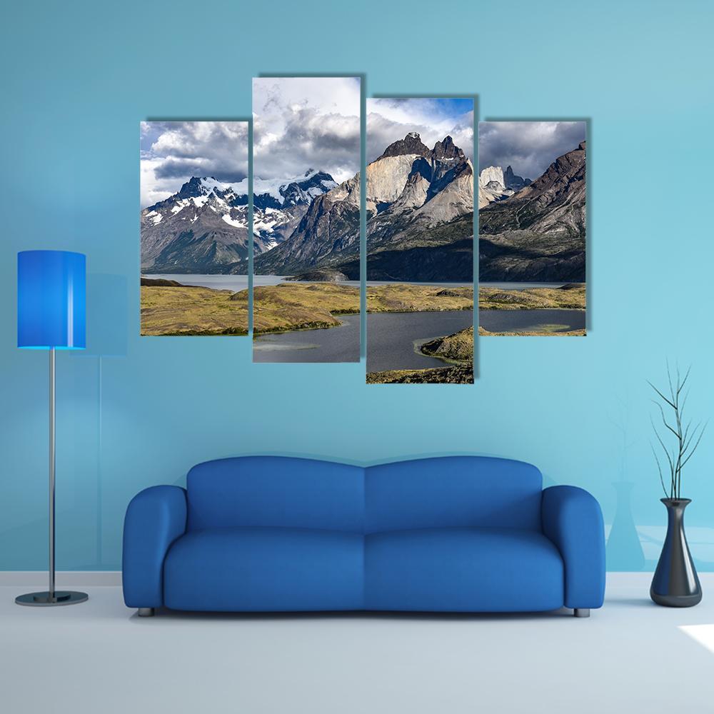 View Of Los Cuernos And Lago Nordenskjold Canvas Wall Art-4 Pop-Gallery Wrap-50" x 32"-Tiaracle