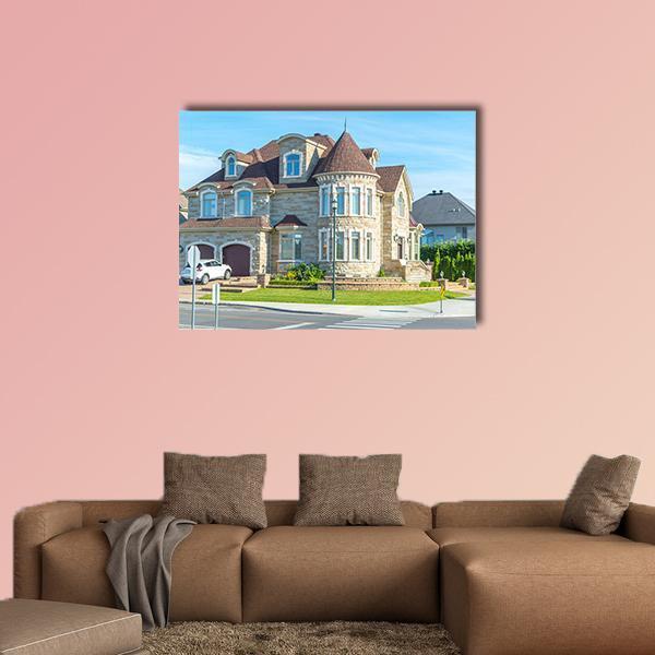 View Of Luxury House In Montreal Canvas Wall Art-1 Piece-Gallery Wrap-48" x 32"-Tiaracle