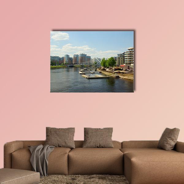 Malaya Nevka & Lazarevsky Bridge In St. Petersburg Canvas Wall Art-5 Star-Gallery Wrap-62" x 32"-Tiaracle