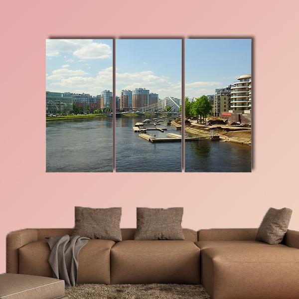 Malaya Nevka &amp; Lazarevsky Bridge In St. Petersburg Canvas Wall Art-3 Horizontal-Gallery Wrap-37" x 24"-Tiaracle