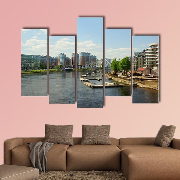 Malaya Nevka &amp; Lazarevsky Bridge In St. Petersburg Canvas Wall Art-5 Pop-Gallery Wrap-47" x 32"-Tiaracle
