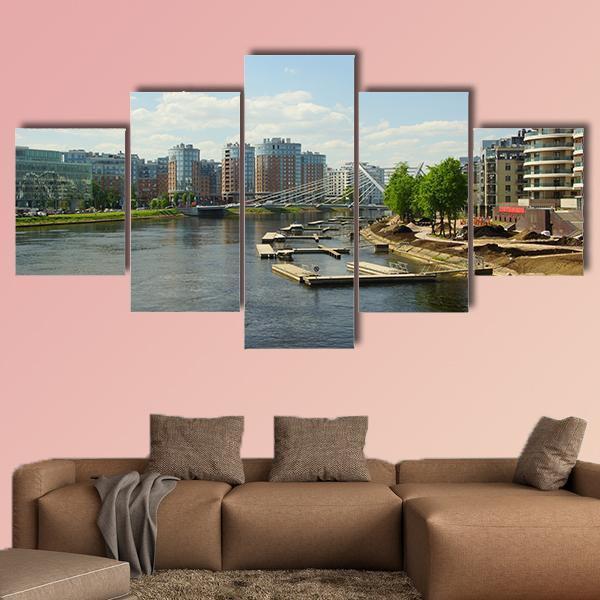 Malaya Nevka &amp; Lazarevsky Bridge In St. Petersburg Canvas Wall Art-5 Star-Gallery Wrap-62" x 32"-Tiaracle