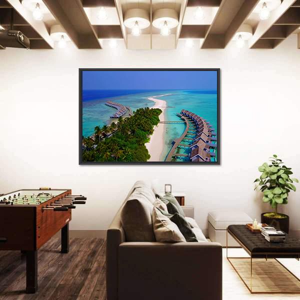 View Of Maldives White Sandy Beach Canvas Wall Art-3 Horizontal-Gallery Wrap-25" x 16"-Tiaracle