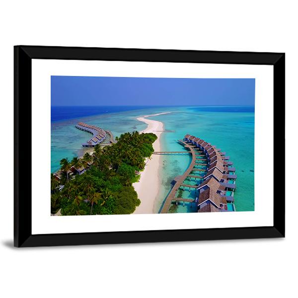 View Of Maldives White Sandy Beach Canvas Wall Art-3 Horizontal-Gallery Wrap-25" x 16"-Tiaracle