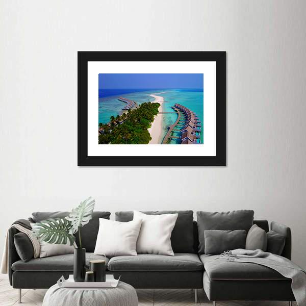 View Of Maldives White Sandy Beach Canvas Wall Art-3 Horizontal-Gallery Wrap-25" x 16"-Tiaracle