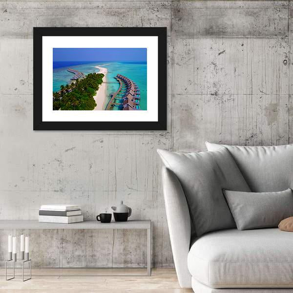View Of Maldives White Sandy Beach Canvas Wall Art-3 Horizontal-Gallery Wrap-25" x 16"-Tiaracle
