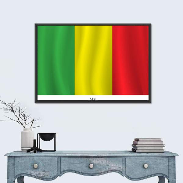 View Of Mali Flag Canvas Wall Art-1 Piece-Floating Frame-24" x 16"-Tiaracle