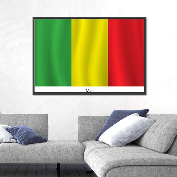 View Of Mali Flag Canvas Wall Art-3 Horizontal-Gallery Wrap-25" x 16"-Tiaracle