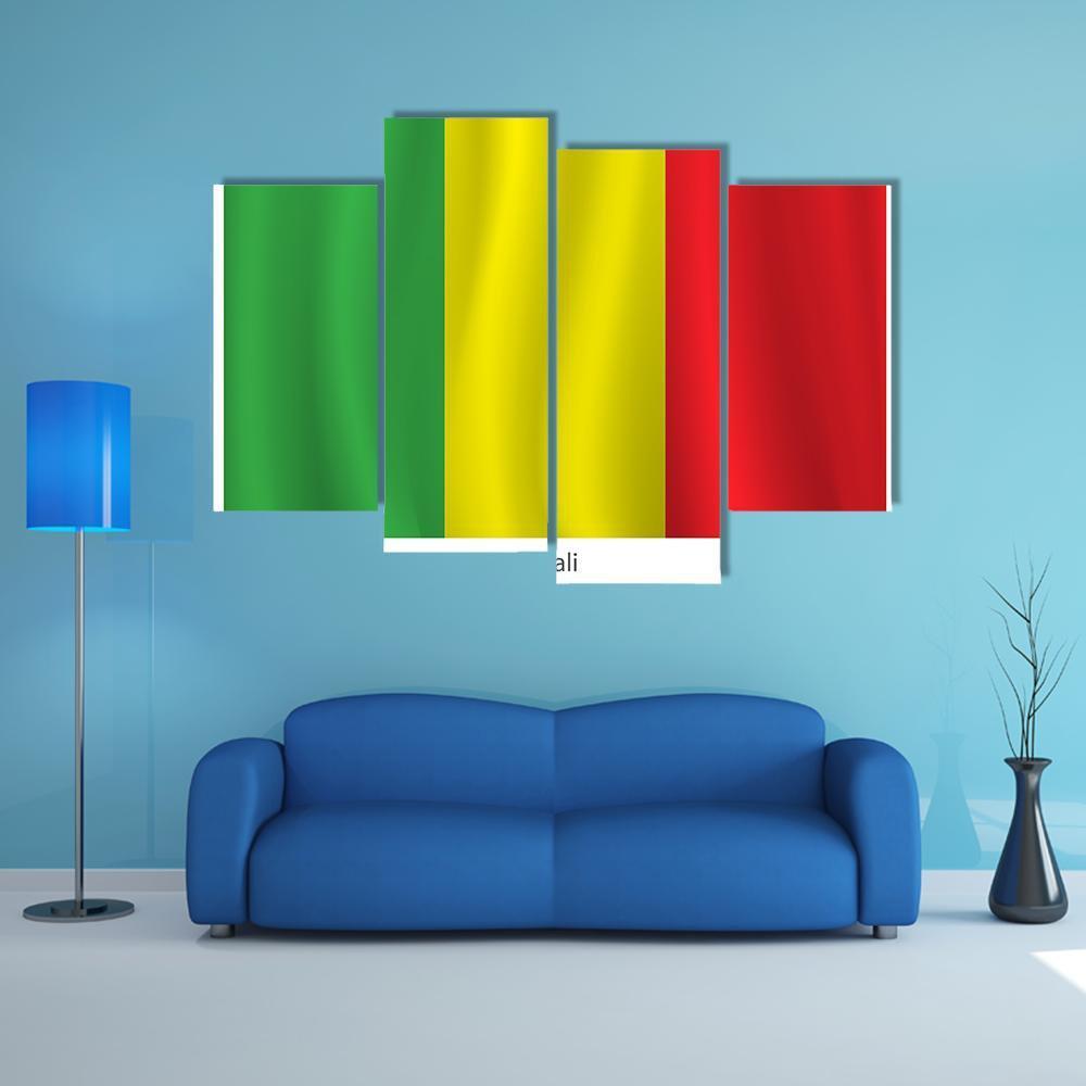 View Of Mali Flag Canvas Wall Art-4 Pop-Gallery Wrap-50" x 32"-Tiaracle