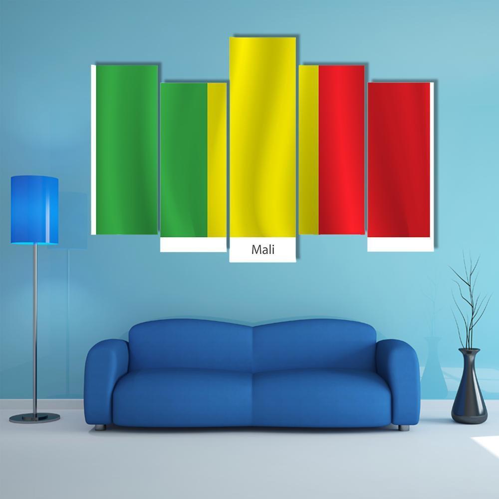 View Of Mali Flag Canvas Wall Art-5 Pop-Gallery Wrap-47" x 32"-Tiaracle