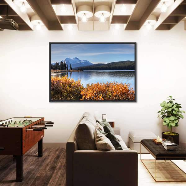 View of Maligne Lake in the Rocky Mountains Canvas Wall Art-3 Horizontal-Gallery Wrap-25" x 16"-Tiaracle