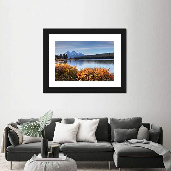View of Maligne Lake in the Rocky Mountains Canvas Wall Art-3 Horizontal-Gallery Wrap-25" x 16"-Tiaracle