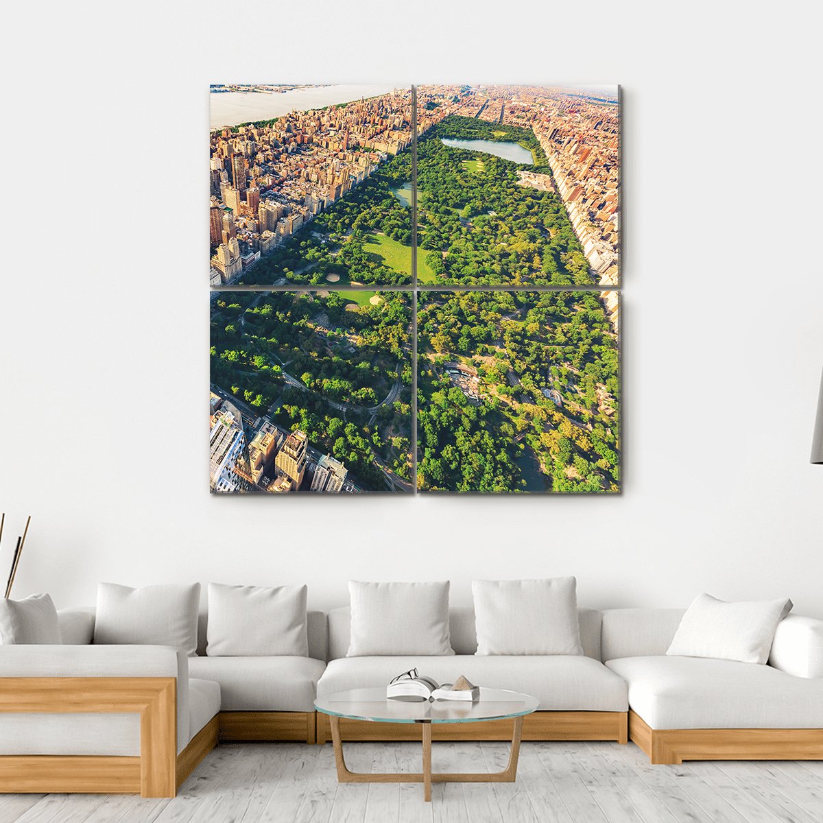 View Of Manhattan Canvas Wall Art-4 Square-Gallery Wrap-17" x 17"-Tiaracle