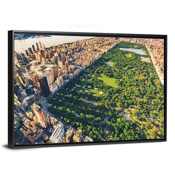 View Of Manhattan Canvas Wall Art-3 Horizontal-Gallery Wrap-25" x 16"-Tiaracle