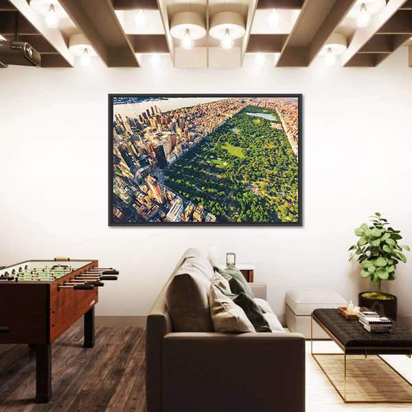 View Of Manhattan Canvas Wall Art-3 Horizontal-Gallery Wrap-25" x 16"-Tiaracle