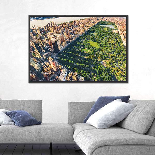 View Of Manhattan Canvas Wall Art-3 Horizontal-Gallery Wrap-25" x 16"-Tiaracle