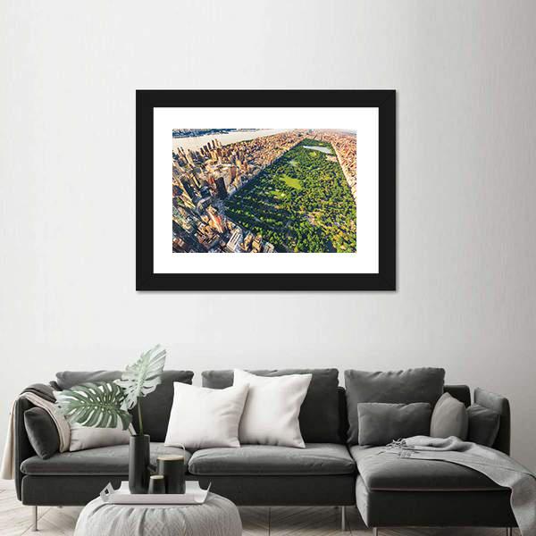 View Of Manhattan Canvas Wall Art-3 Horizontal-Gallery Wrap-25" x 16"-Tiaracle