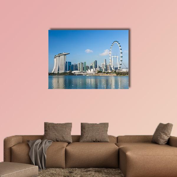 View Of Marina Bay Canvas Wall Art-1 Piece-Gallery Wrap-36" x 24"-Tiaracle