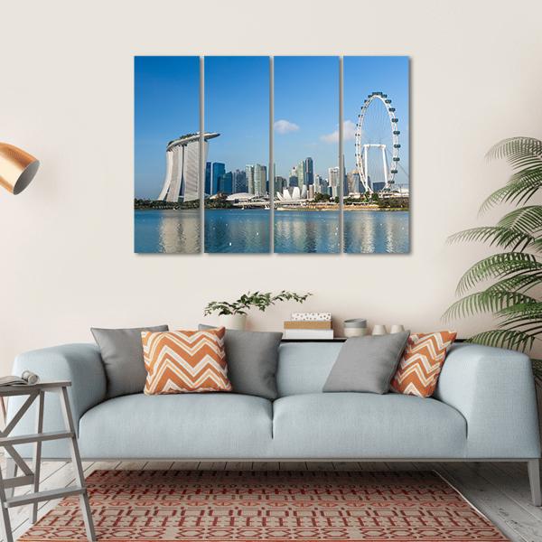 View Of Marina Bay Canvas Wall Art-4 Horizontal-Gallery Wrap-34" x 24"-Tiaracle