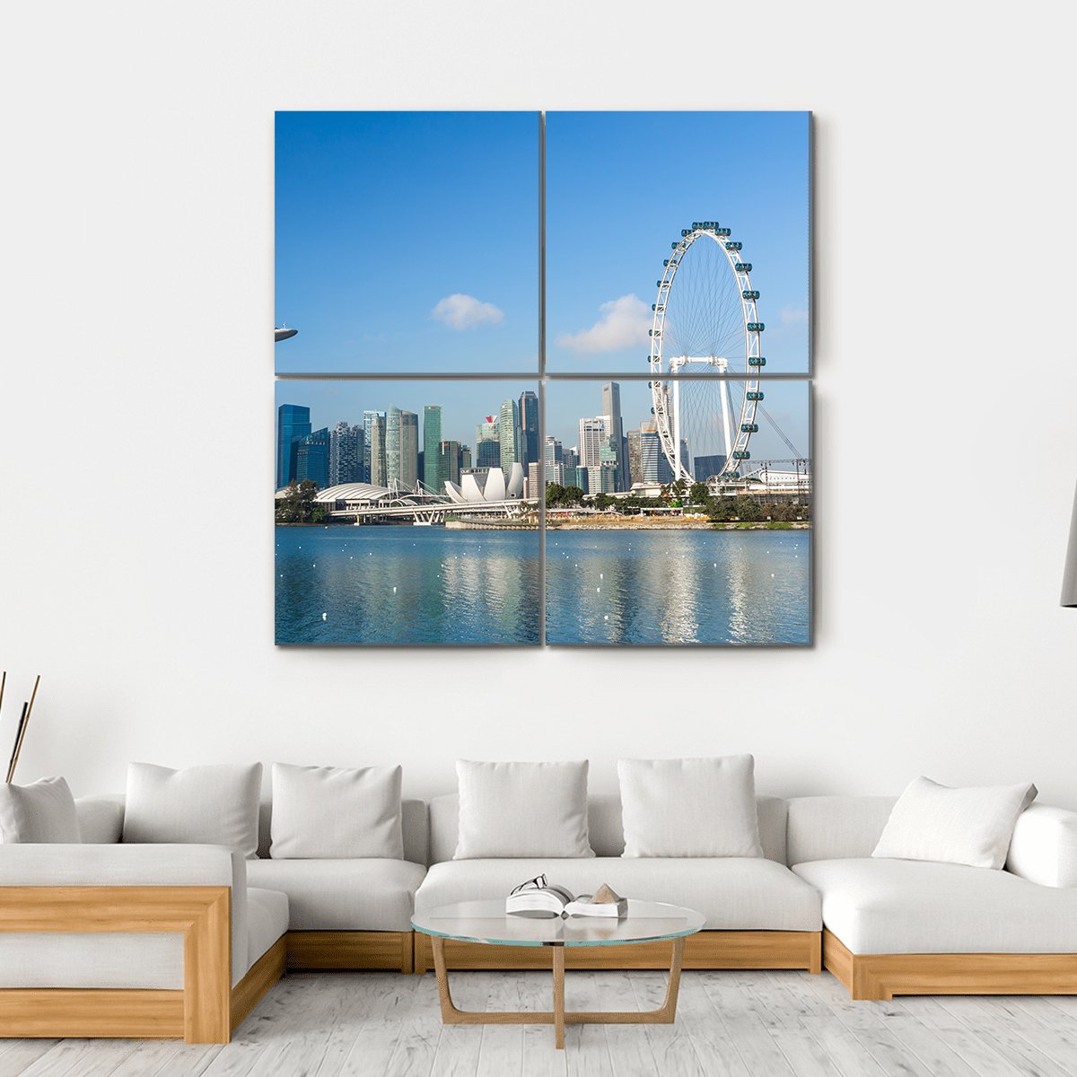 View Of Marina Bay Canvas Wall Art-4 Square-Gallery Wrap-17" x 17"-Tiaracle