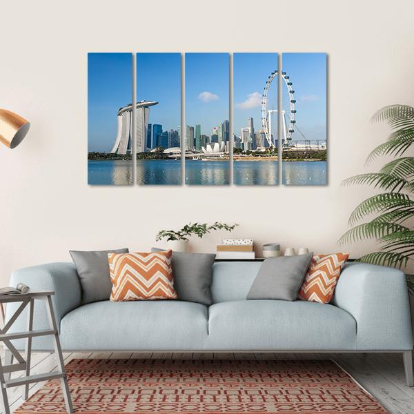 View Of Marina Bay Canvas Wall Art-5 Horizontal-Gallery Wrap-22" x 12"-Tiaracle
