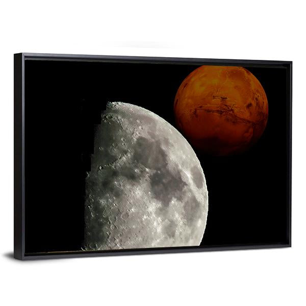 View Of Mars From Moon Canvas Wall Art-3 Horizontal-Gallery Wrap-25" x 16"-Tiaracle