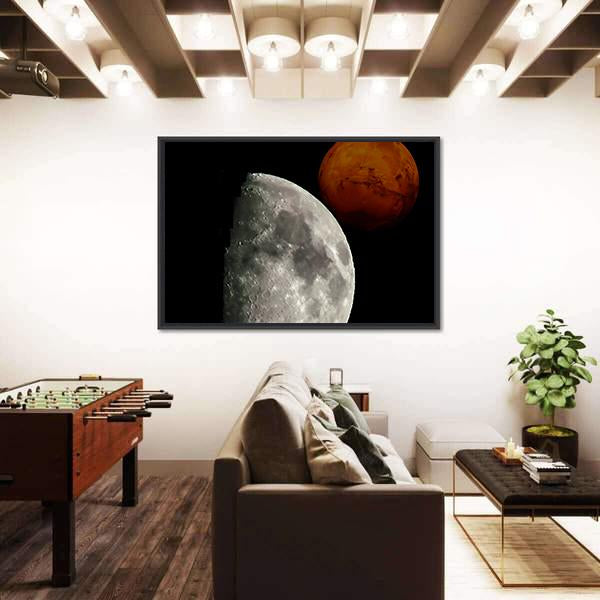 View Of Mars From Moon Canvas Wall Art-3 Horizontal-Gallery Wrap-25" x 16"-Tiaracle