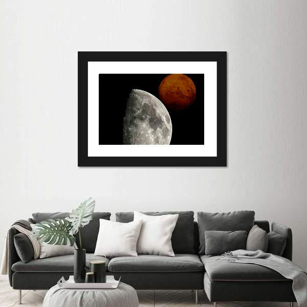 View Of Mars From Moon Canvas Wall Art-3 Horizontal-Gallery Wrap-25" x 16"-Tiaracle