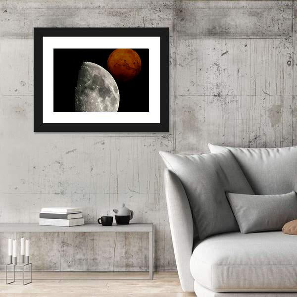 View Of Mars From Moon Canvas Wall Art-3 Horizontal-Gallery Wrap-25" x 16"-Tiaracle