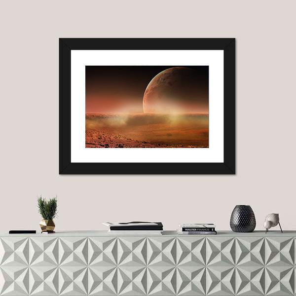 View Of Mars From Phobos Canvas Wall Art-1 Piece-Framed Print-20" x 16"-Tiaracle