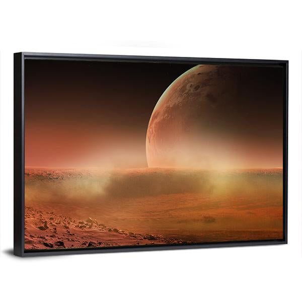 View Of Mars From Phobos Canvas Wall Art-3 Horizontal-Gallery Wrap-25" x 16"-Tiaracle