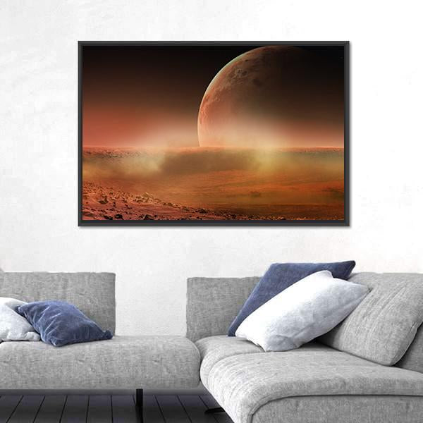 View Of Mars From Phobos Canvas Wall Art-3 Horizontal-Gallery Wrap-25" x 16"-Tiaracle