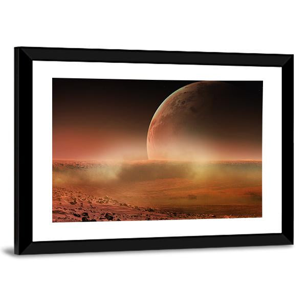 View Of Mars From Phobos Canvas Wall Art-3 Horizontal-Gallery Wrap-25" x 16"-Tiaracle