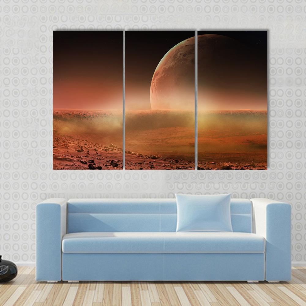 View Of Mars From Phobos Canvas Wall Art-3 Horizontal-Gallery Wrap-37" x 24"-Tiaracle