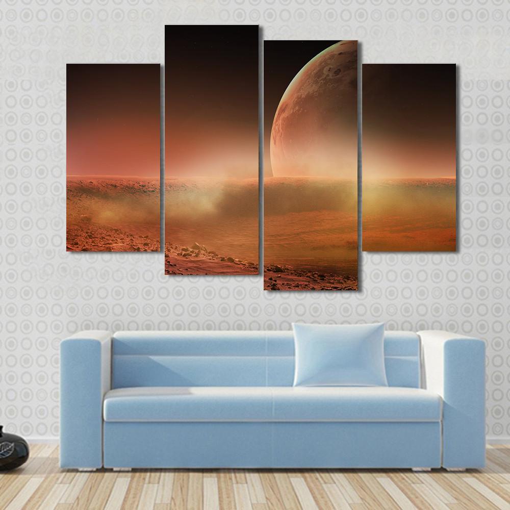 View Of Mars From Phobos Canvas Wall Art-3 Horizontal-Gallery Wrap-25" x 16"-Tiaracle