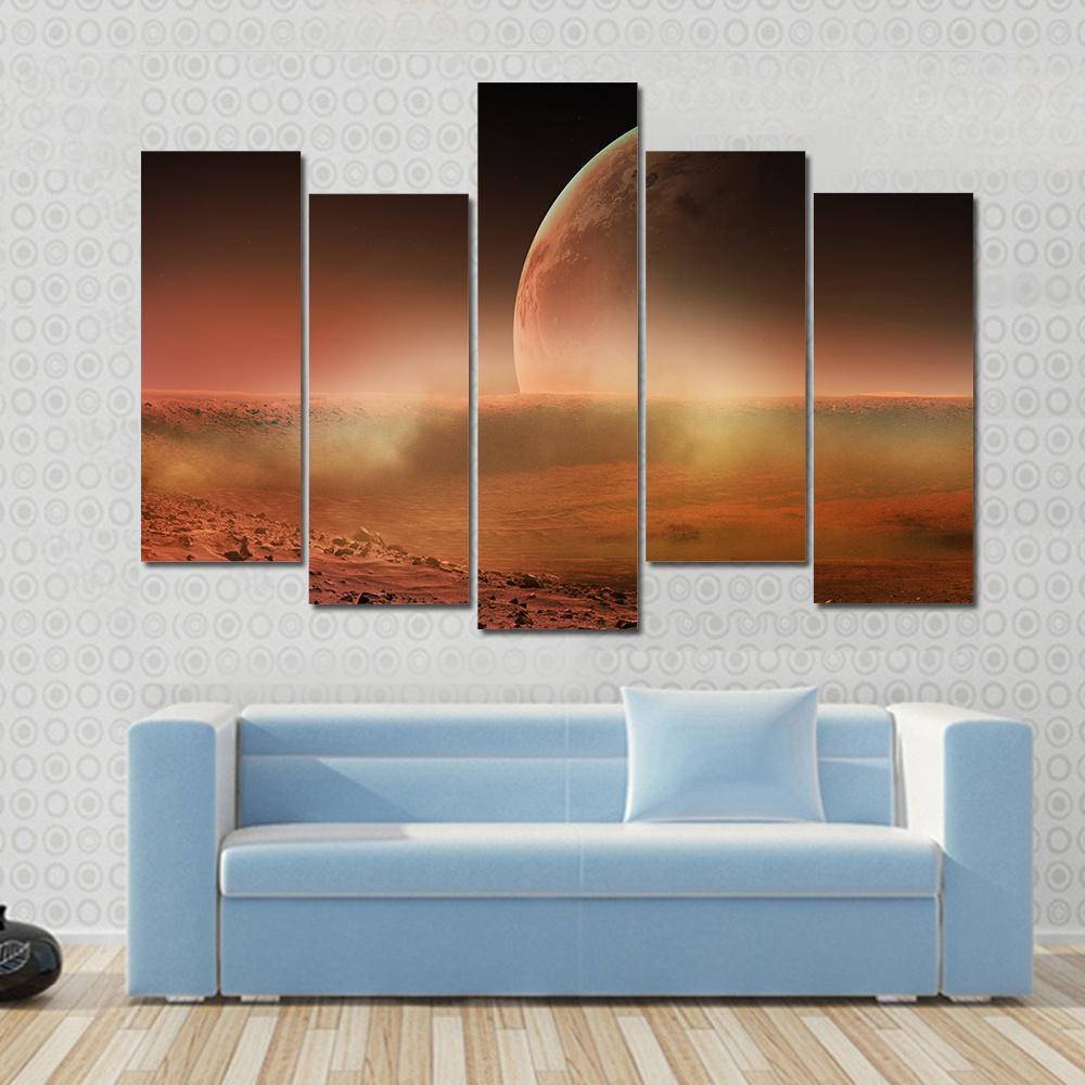 View Of Mars From Phobos Canvas Wall Art-5 Pop-Gallery Wrap-47" x 32"-Tiaracle