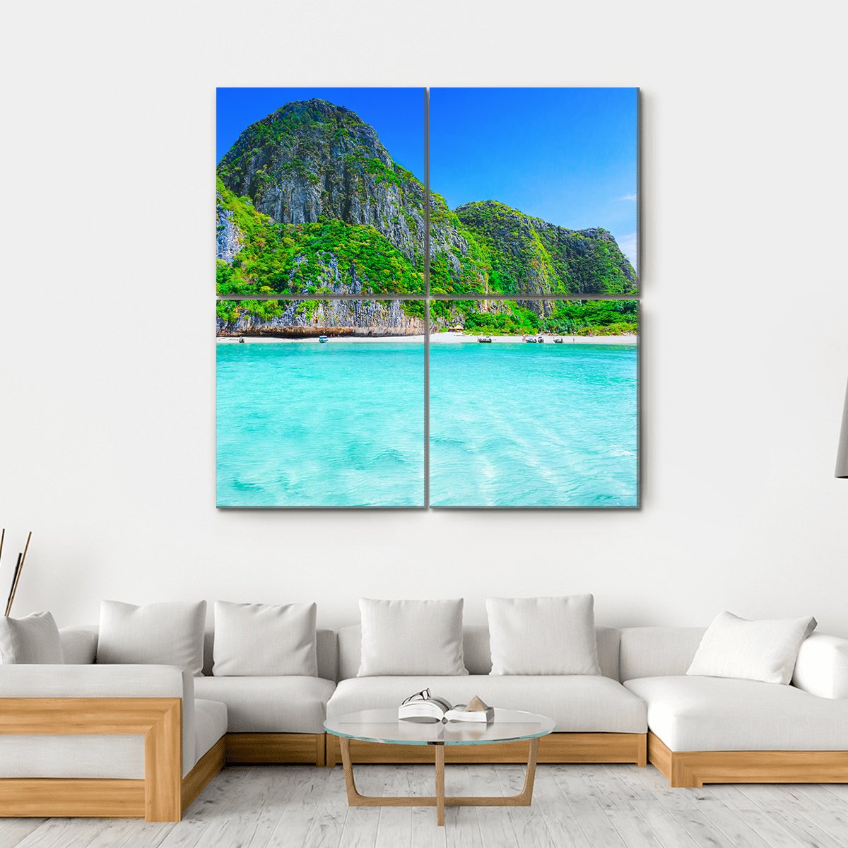 View Of Maya Bay Phi Phi Island Canvas Wall Art-4 Square-Gallery Wrap-17" x 17"-Tiaracle