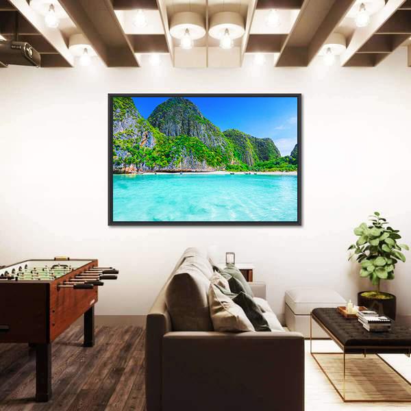 View Of Maya Bay Phi Phi Island Canvas Wall Art-5 Horizontal-Gallery Wrap-22" x 12"-Tiaracle