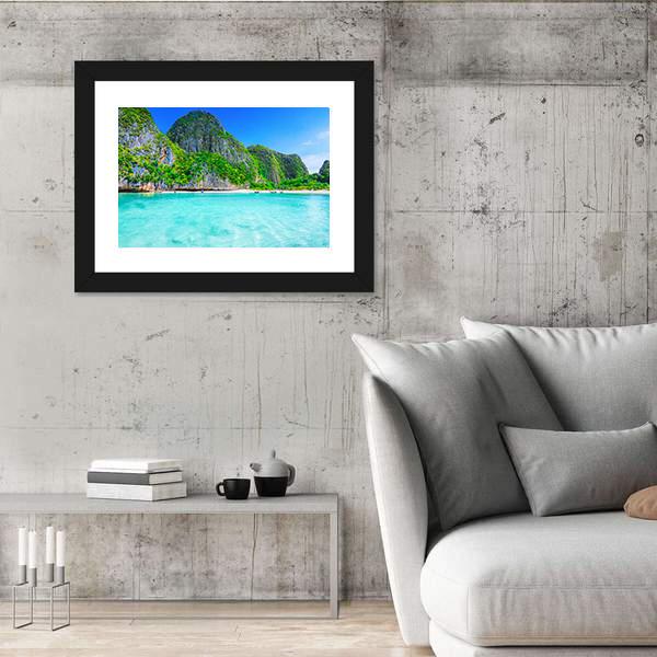 View Of Maya Bay Phi Phi Island Canvas Wall Art-5 Horizontal-Gallery Wrap-22" x 12"-Tiaracle