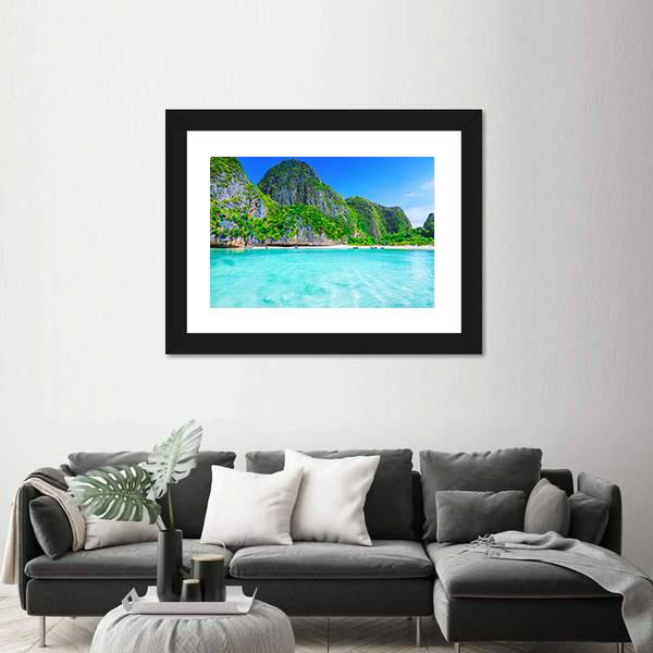 View Of Maya Bay Phi Phi Island Canvas Wall Art-3 Horizontal-Gallery Wrap-25" x 16"-Tiaracle