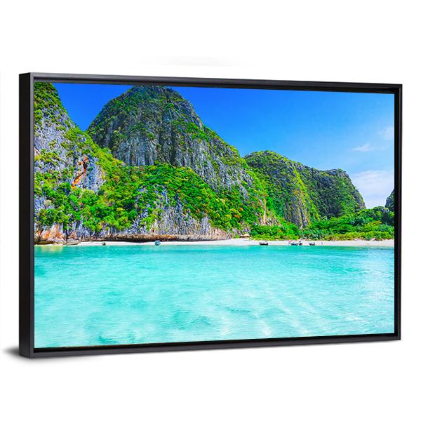 View Of Maya Bay Phi Phi Island Canvas Wall Art-5 Horizontal-Gallery Wrap-22" x 12"-Tiaracle